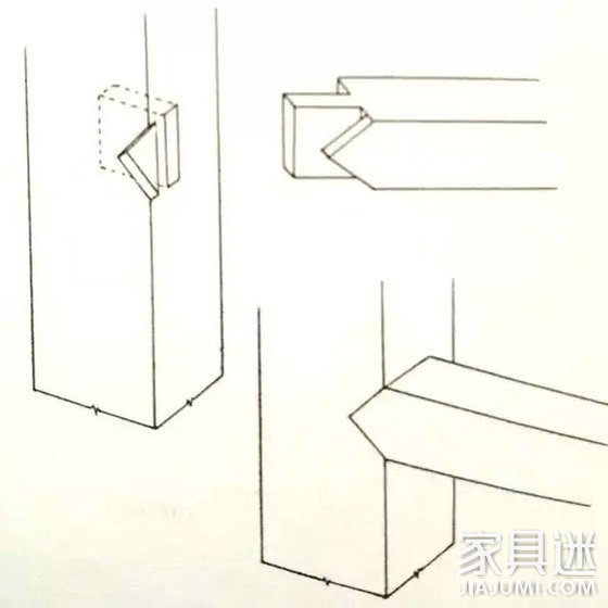 方材丁字形接合(榫卯用大格肩、实肩)