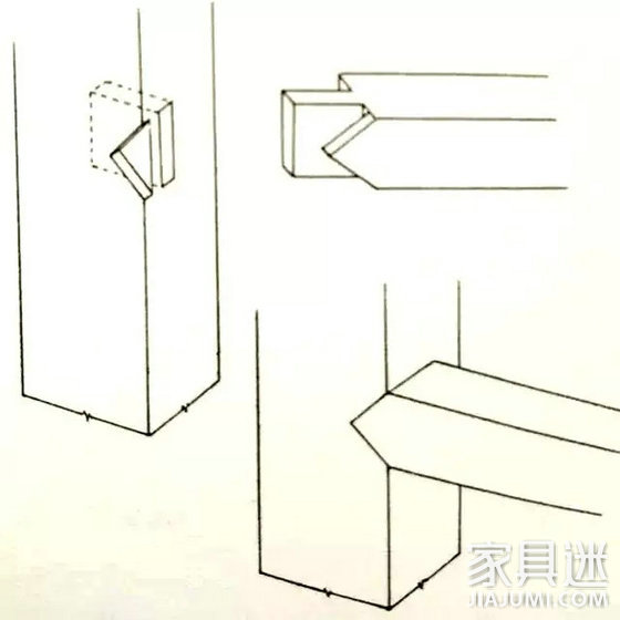 方材丁字形接合(榫卯用大格肩、虚肩)