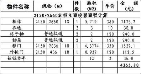 投影面积计价